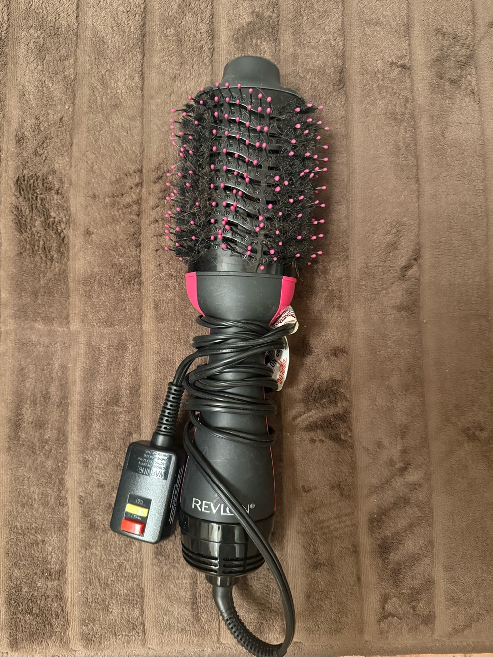 USED ONCE - Revlon Black and Pink Round Hot Air Brush